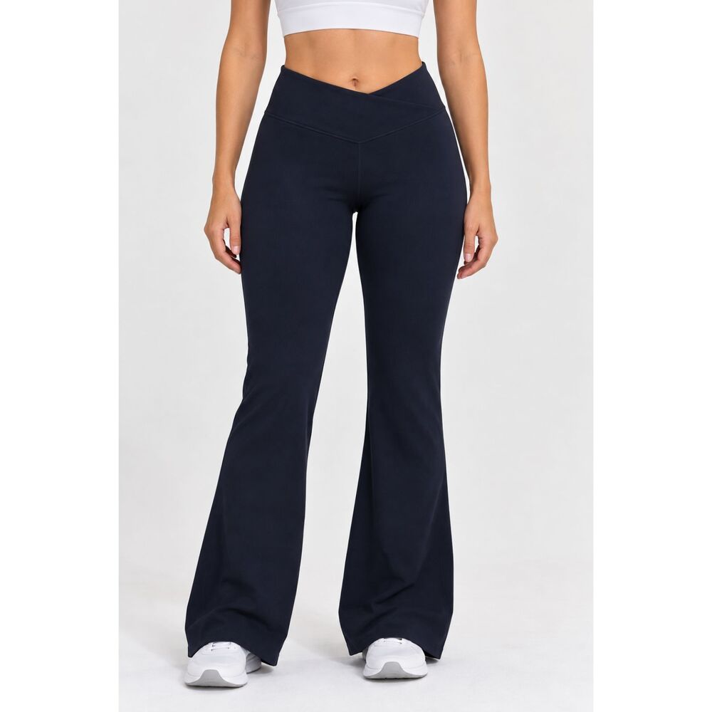 Danskin Women's Medium Navy Blue High Waist Flare Yoga Pants